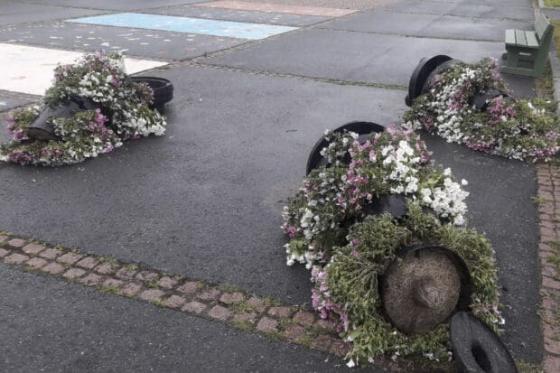 Ilkivaltaa Oriveden keskustassa